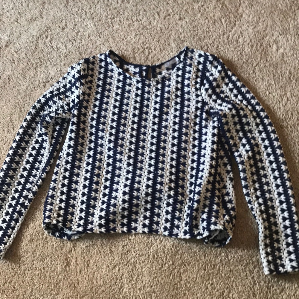 Blue and white twist back Zara top